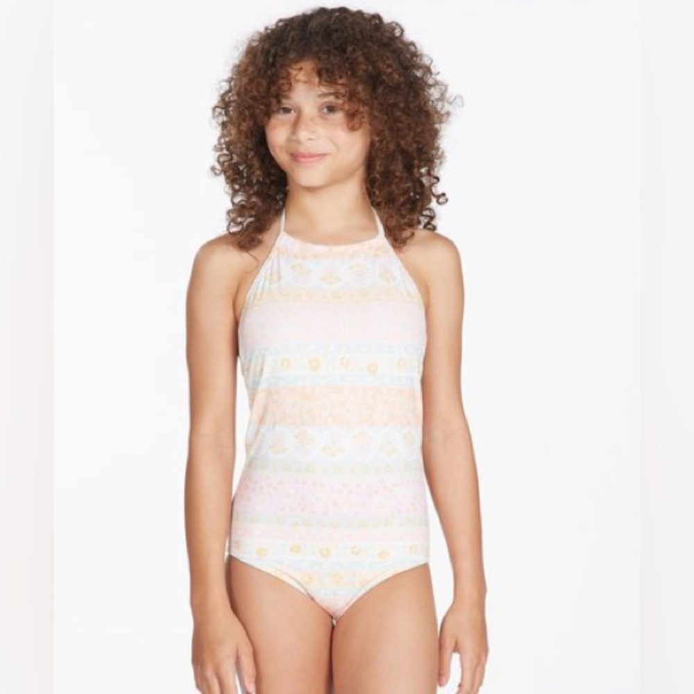 NWT Billabong Girls' Layered With Love One-Piece Swimsuit